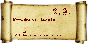 Kormányos Hermia névjegykártya